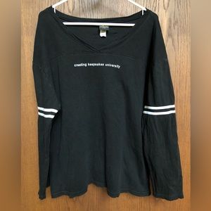 Creating Keepsakes University Women's T-Shirt Long Sleeve V-Neck Black White 4XL